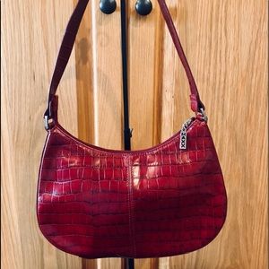 Maxx New York Red Crocodile Embossed Genuine Leather Shoulder Bag Purse Handbag